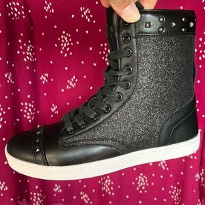 NEW Pastry High Top Black Glitter Shine Studded Female Dance Sneakers Size 8 🖤
